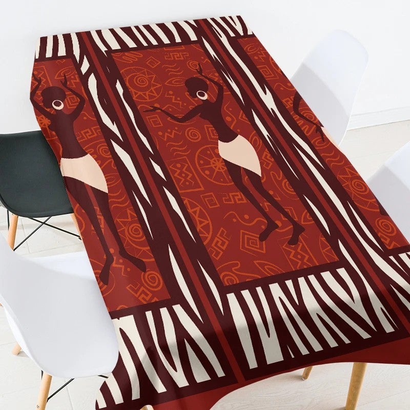 Bluejw Ethnic Style African National Stripe Car Geometric Yellow Home Polyester Tablecloth - Image 1